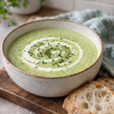 Soupe de poireaux au Boursin crémeuse aux courgettes