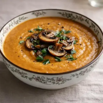 Recette soupe automnale potiron champignons panais