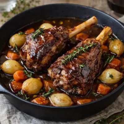 Souris d’agneau confites au four, fondantes et parfumées