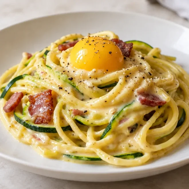 Spaghetti carbonara aux courgettes facile