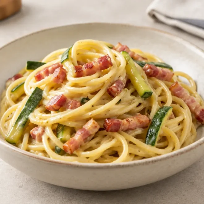 Spaghetti crémeux aux courgettes, recette facile