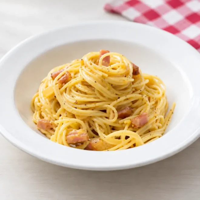 Spaghettis carbonara au jambon sans crème