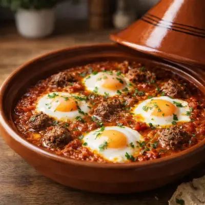 recette tajine de bœuf haché aux œufs, marocaine