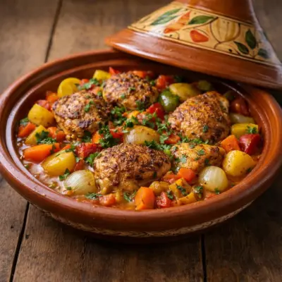 Recette tajine de poulet aux épices : légumes fondants