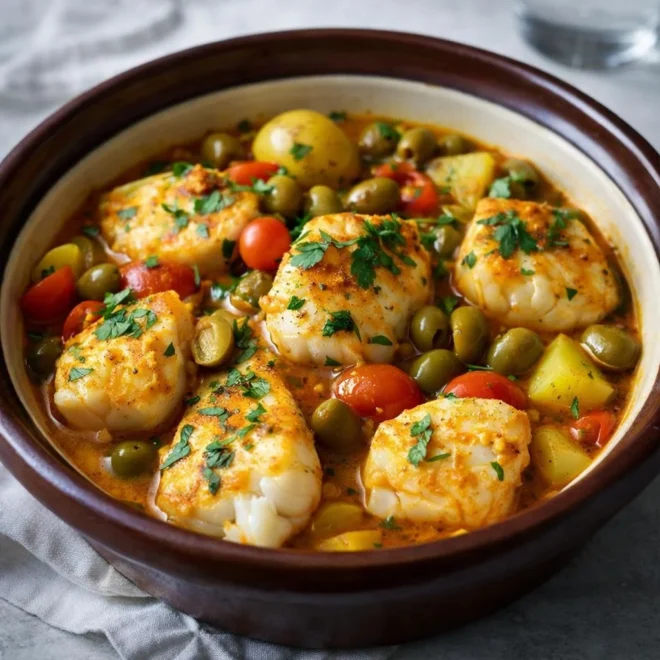 Tajine de lotte au safran et curry mijoté