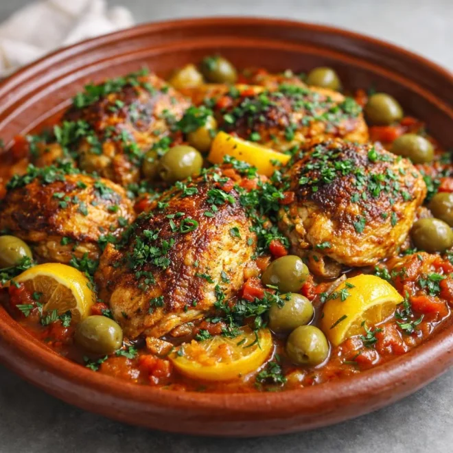Tajine de poulet marocain aux citrons confits