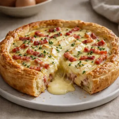 Tarte au camembert fondant lardons : croustillant & coulant