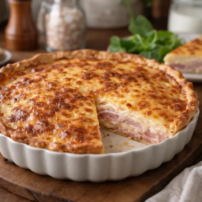 Tarte façon croque-monsieur jambon comté (béchamel)