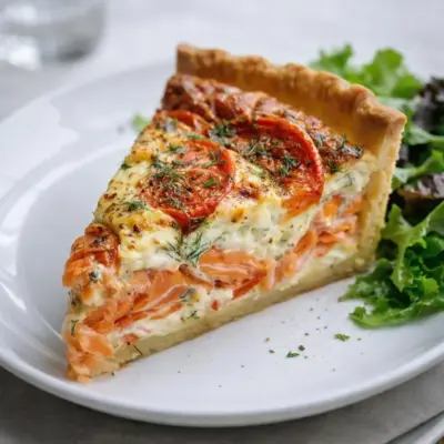 Tarte au saumon fumé et tomates à l’aneth