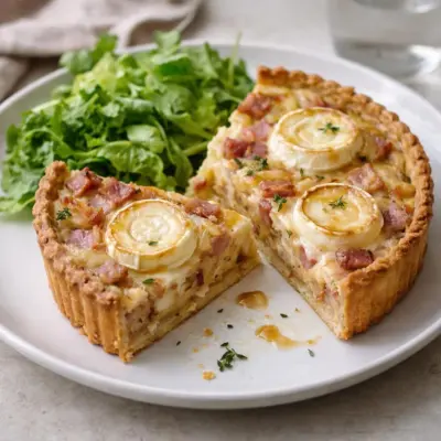 Tarte oignons lardons chèvre miel : pâte brisée maison