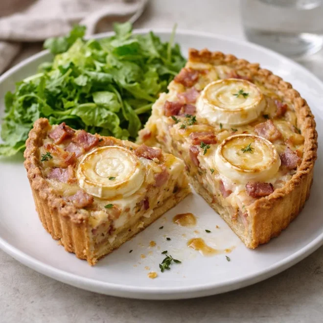 Tarte oignons lardons chèvre miel : pâte brisée maison