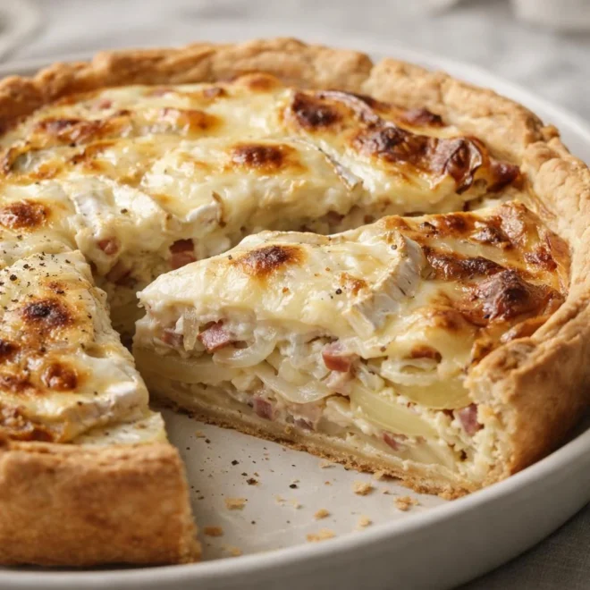 Tarte pommes de terre camembert lardon : recette