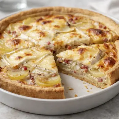 Recette tarte pommes de terre camembert lardon