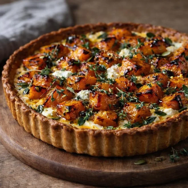 Recette tarte salée butternut chèvre miel