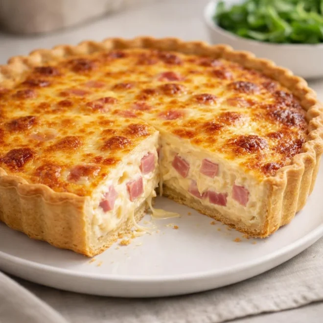 Recette tarte salée jambon fromage crémeuse