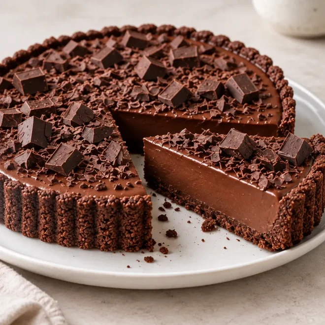 Tarte sans cuisson au chocolat facile et fondante