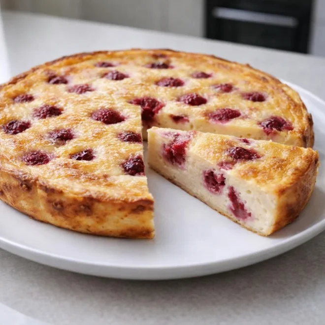 Tarte sans pâte au fromage blanc 0% et framboises