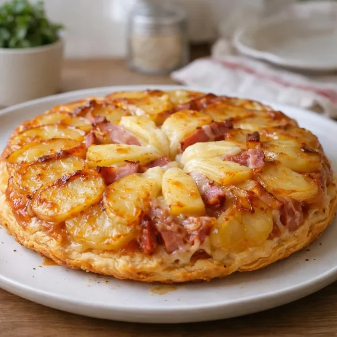 Tarte tatin pommes de terre reblochon jambon
