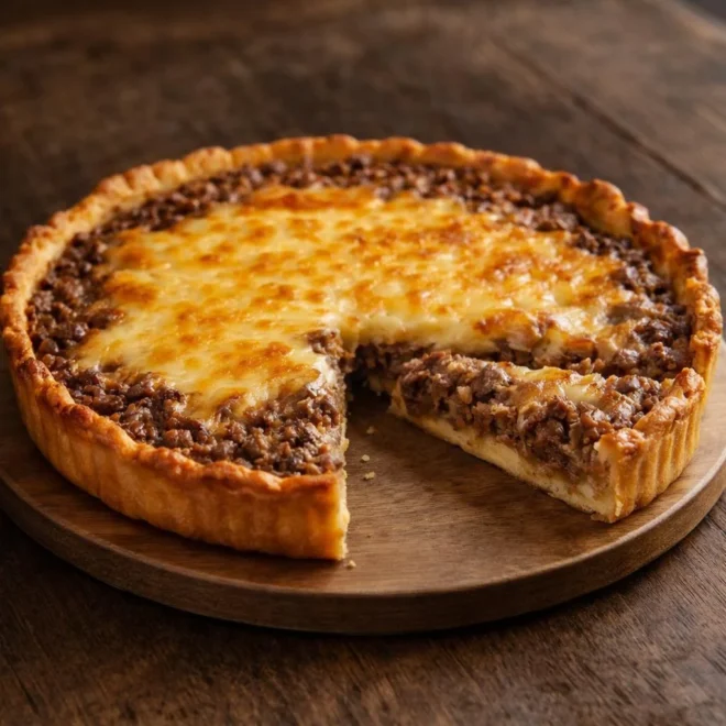 Tarte à la viande hachée et au fromage : croustillant & fond