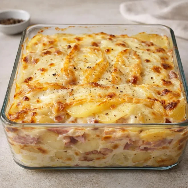 Tartiflette au jambon et au chaumes : gratin fondant