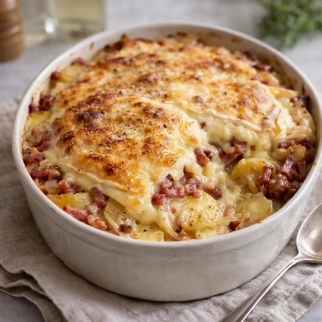 tartiflette traditionnelle au reblochon : gratin