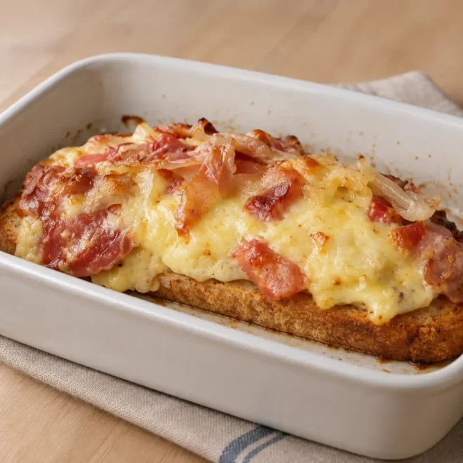 Tartines gratinées au reblochon et lardons