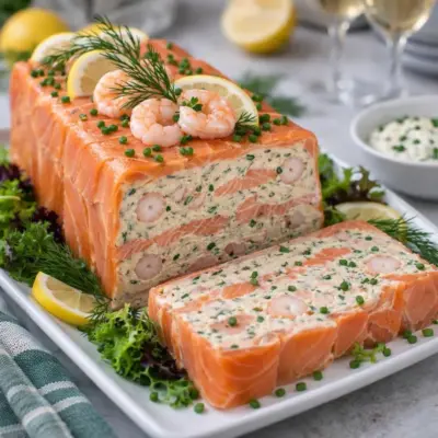 Terrine aux deux saumons crevettes ciboulette