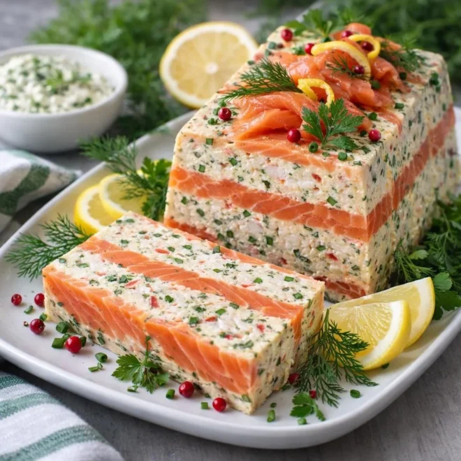 Terrine de crabe au saumon fumé : fines herbes