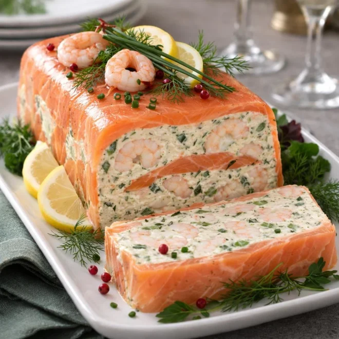 Terrine de crevettes au saumon fumé et fines herbes