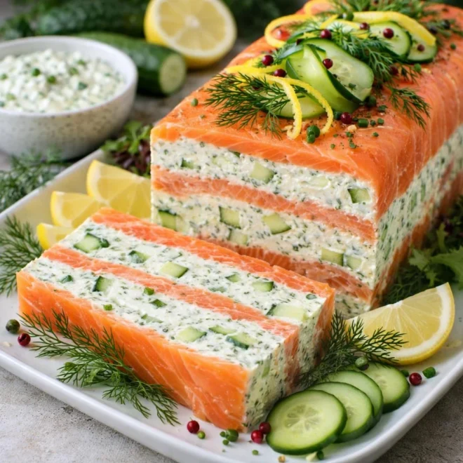Terrine de saumon fumé façon tzatziki : fraîcheur au concomb