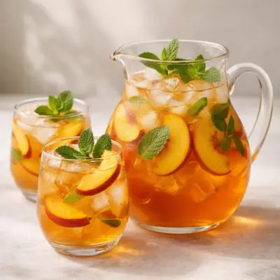 Thé glacé à la pêche et à la menthe maison