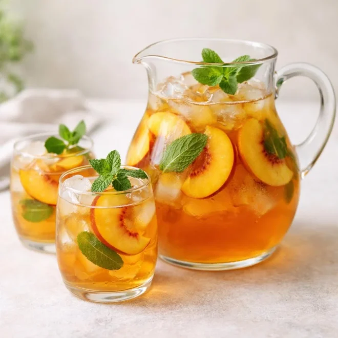 Thé glacé maison à la pêche et à la menthe (1,5 L)