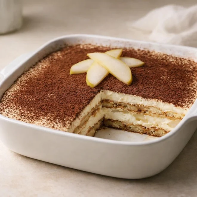 Tiramisu aux poires et petits beurres : facile & crémeux