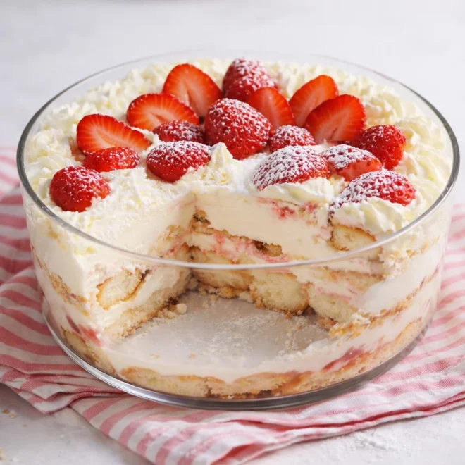 Tiramisu façon cheesecake aux fraises (sans cuisson)