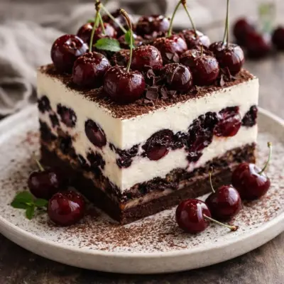 tiramisu forêt-noire : mascarpone, chocolat & cerises