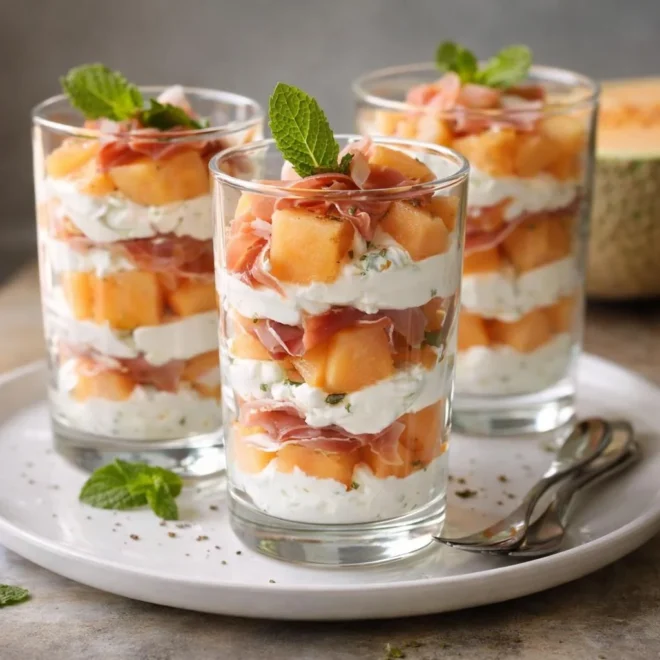 tiramisu melon jambon sec fromage frais en verrines