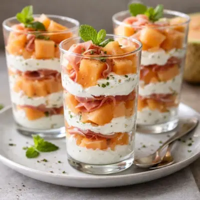 Tiramisu melon jambon sec : verrines fraîches sans cuisson