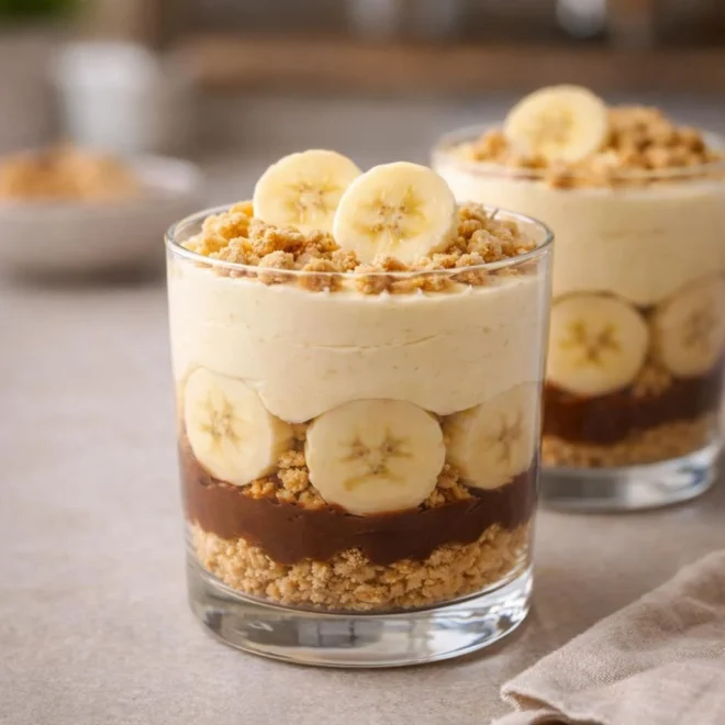 Tiramisù pâte à tartiner et banane en verrines
