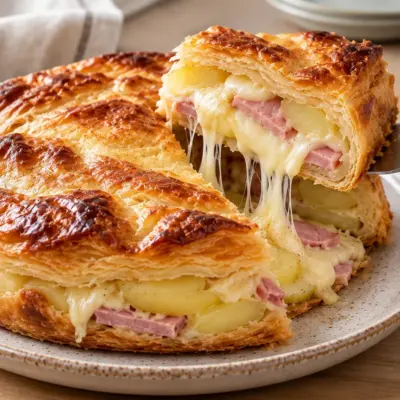 Tourte feuilletée pommes de terre jambon fromage