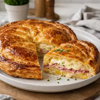 Tourte au jambon et au reblochon : cœur crémeux
