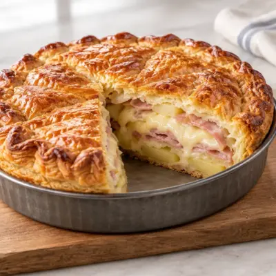 Tourte jambon pommes de terre, recette fondante