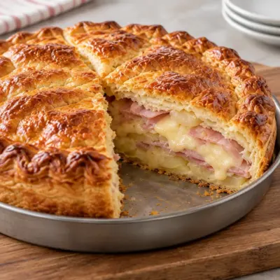 Tourte pommes de terre, jambon et fromage