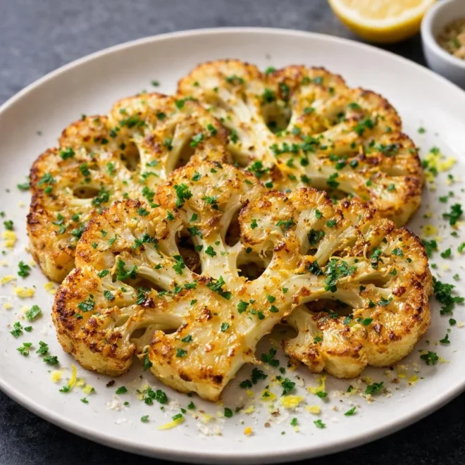 Tranches de chou-fleur rôti au parmesan : crousti-fondantes