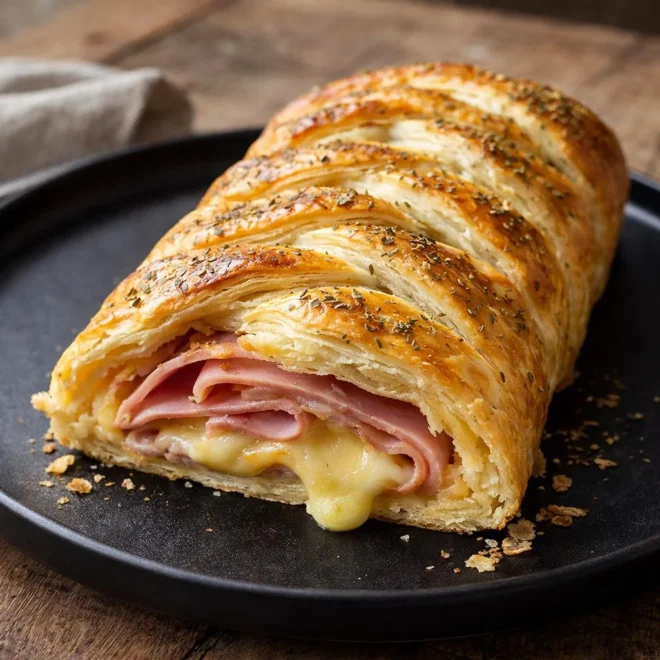 Tresse feuilletée jambon raclette : dorée et fondante
