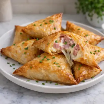 Triangles de brick jambon fromage au four : fondant