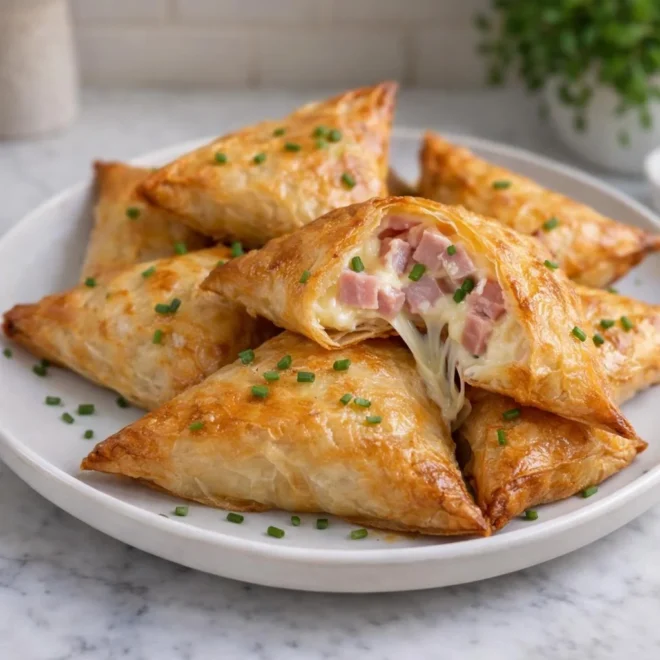 Triangles de brick jambon fromage au four : fondant