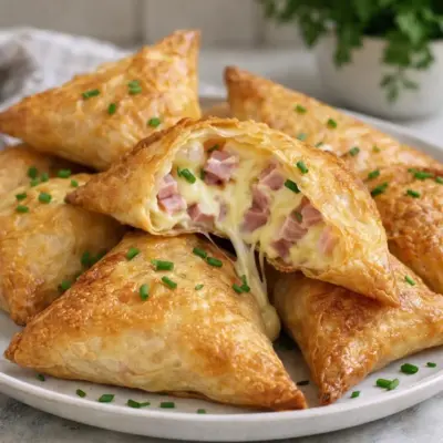 Triangles de brick jambon fromage au four (Emmental)