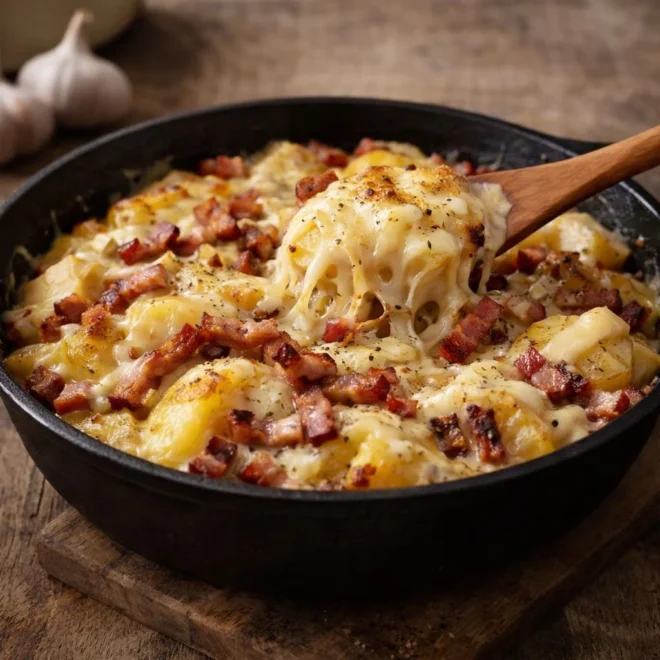 Truffade auvergnate au Saint Nectaire : pommes dorées