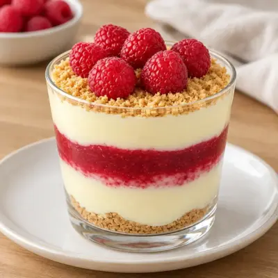 Verrine framboise-crème biscuitée facile
