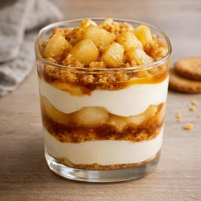 Verrine mascarpone poire caramélisée : palets bretons